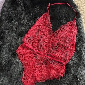 Elegant Red Lace Lingerie
